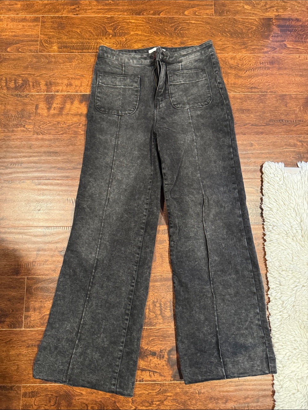 LC Lauren Conrad Washed Black Wide Leg Pants